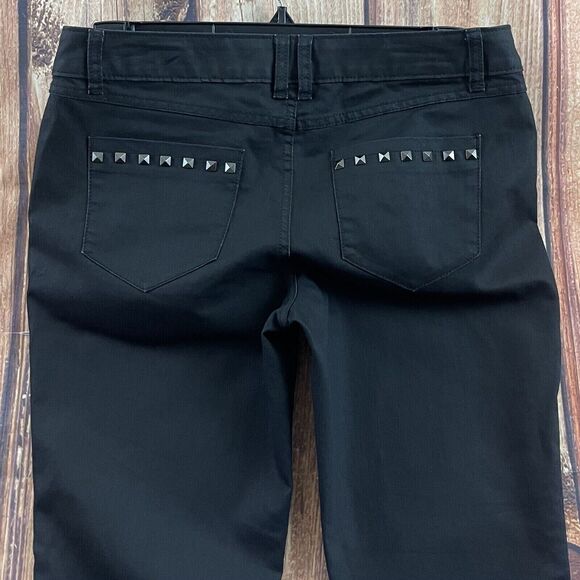 Elle Jeans Womens Size 10 Black Zip Ankles Skinny Strechy Studded Pockets - Picture 7 of 15